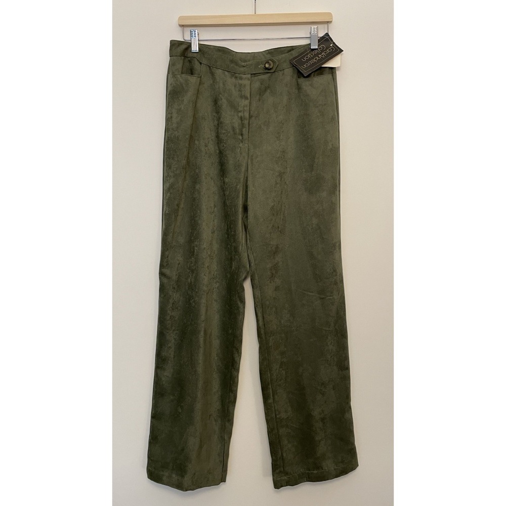 New Vintage CarolAnderson Collection Faux Suede Pants Womens Sz 12 Luxe‎ Green